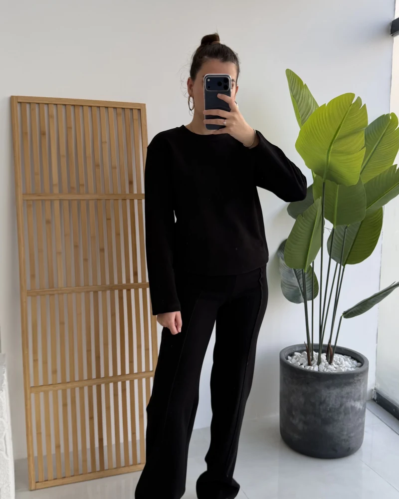 Kadife Fitili Takım Siyah