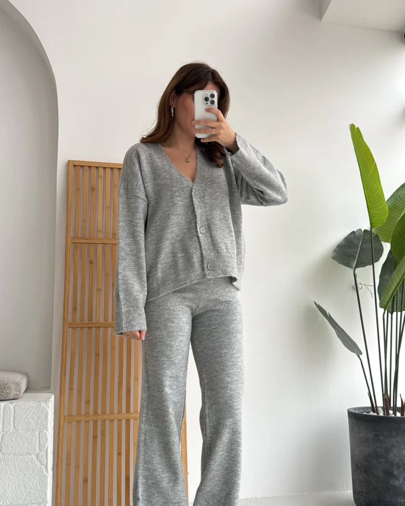 Kelvin Hırkalı Triko Takım - Gri