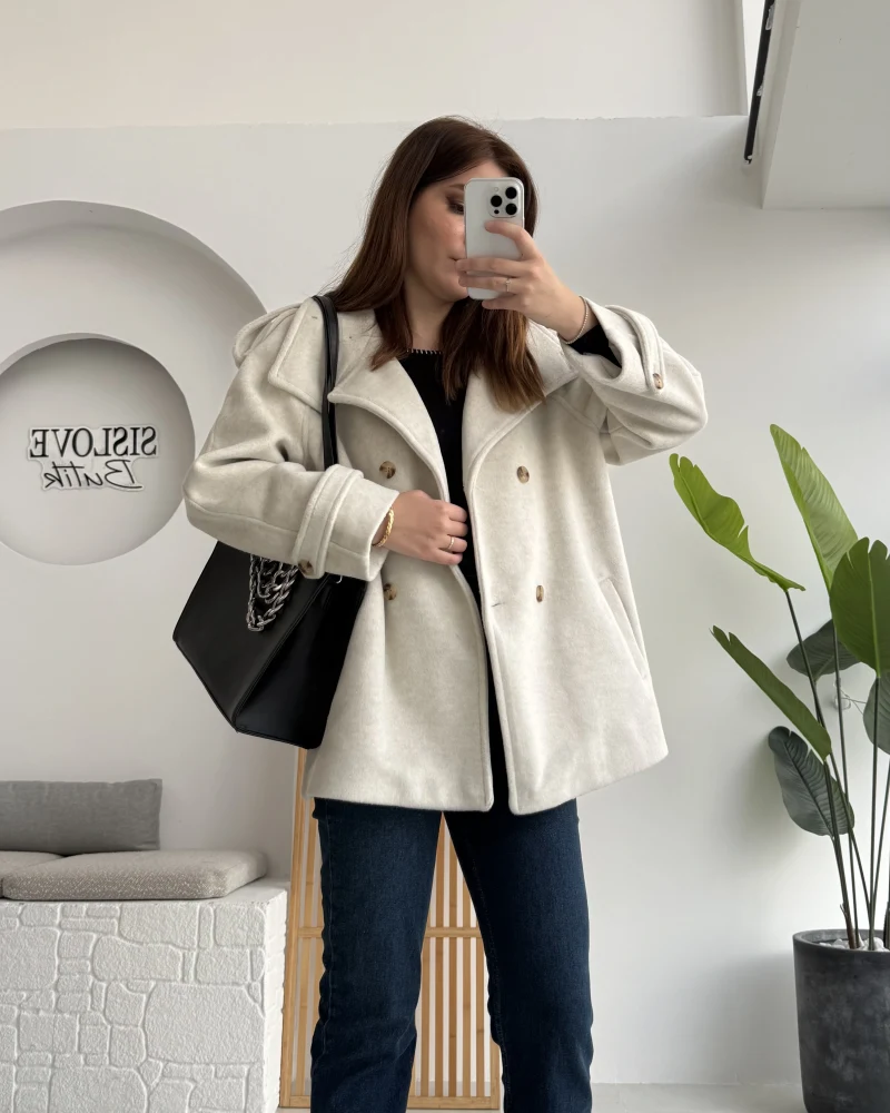 Kuruvaze Kısa Kuşaklı Kaban - Taş - Kod: 7676