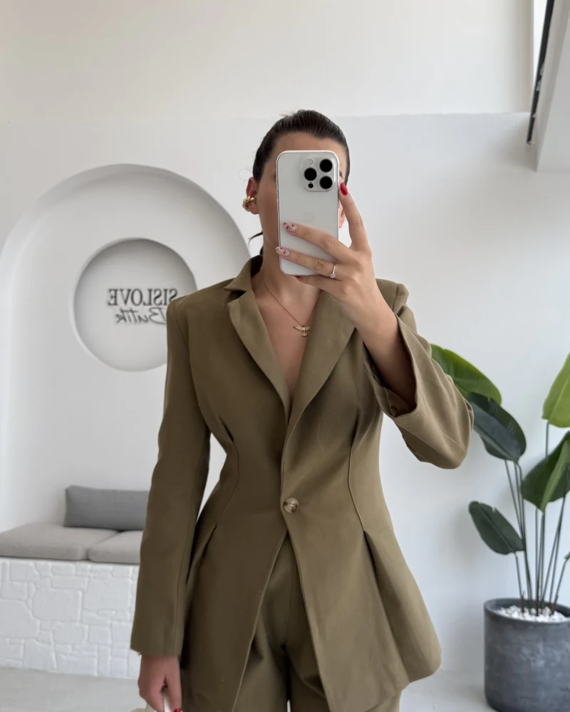 Loli Blazer Ceket Şort Takım - Haki - 0431