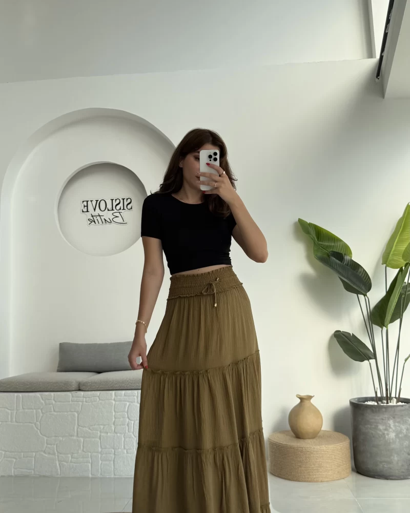 Magnolia Gipeli Parçalı Etek - Yeşil - 3295