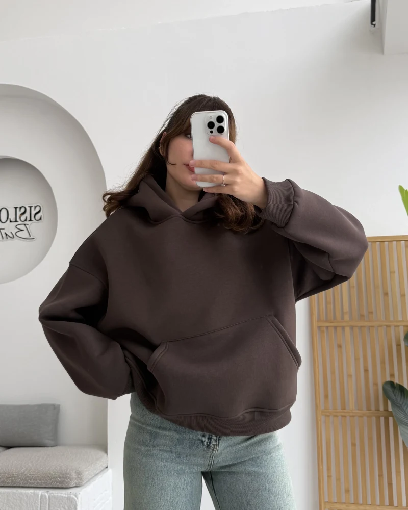Michelle Kapüşonlu Sweatshirt - Acı Kahve