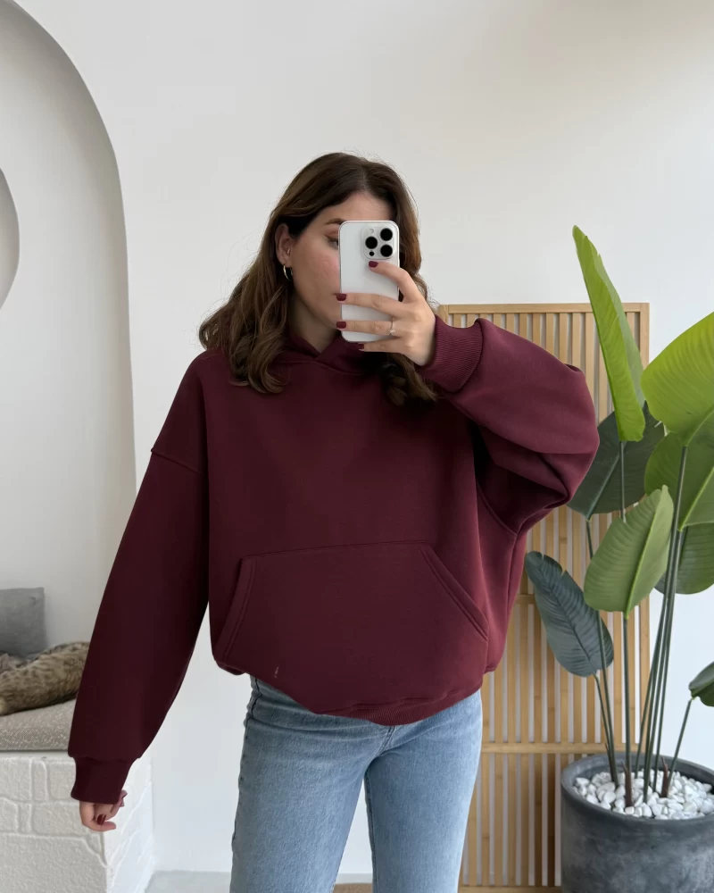 Michelle Kapüşonlu Sweatshirt - Bordo