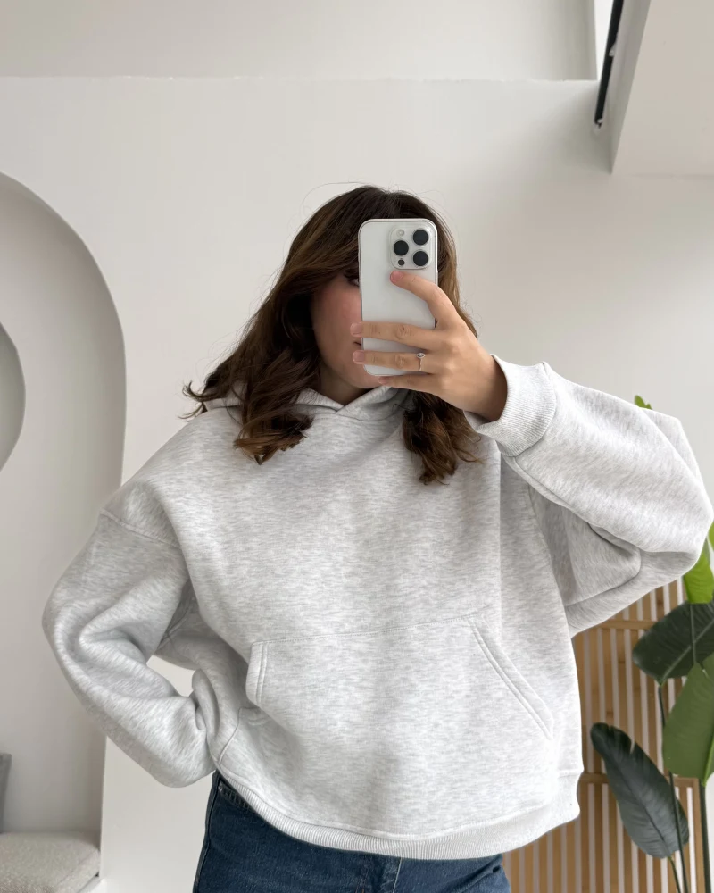 Michelle Kapüşonlu Sweatshirt - Gri