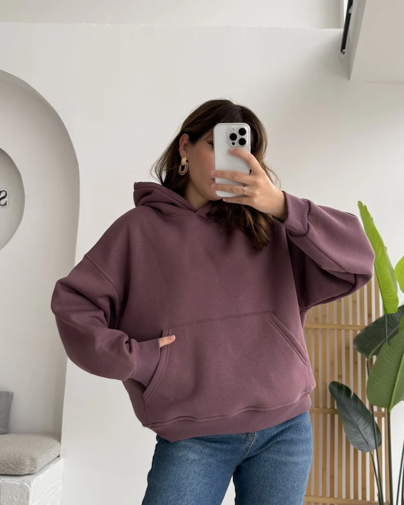 Michelle Kapüşonlu Sweatshirt - Gül Kurusu