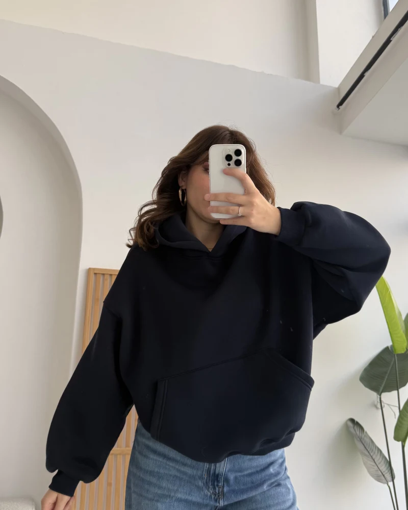 Michelle Kapüşonlu Sweatshirt - Lacivert