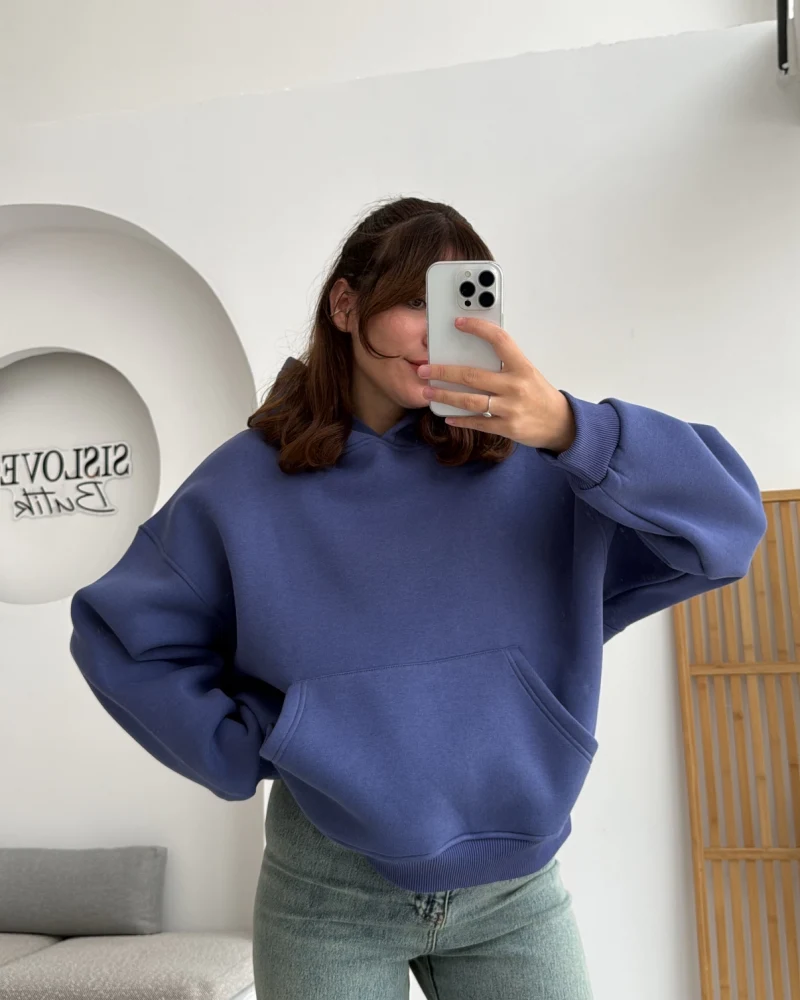 Michelle Kapüşonlu Sweatshirt - Lavanta Mavisi