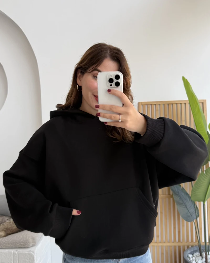 Michelle Kapüşonlu Sweatshirt - Siyah