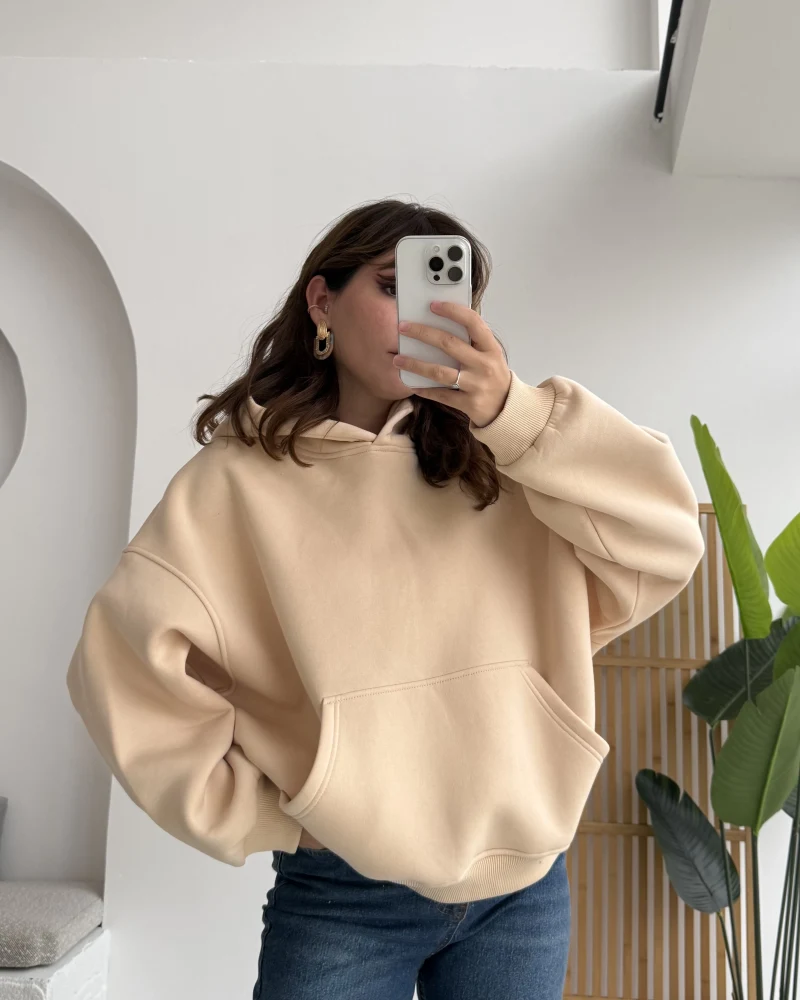 Michelle Kapüşonlu Sweatshirt - Yavruağzı