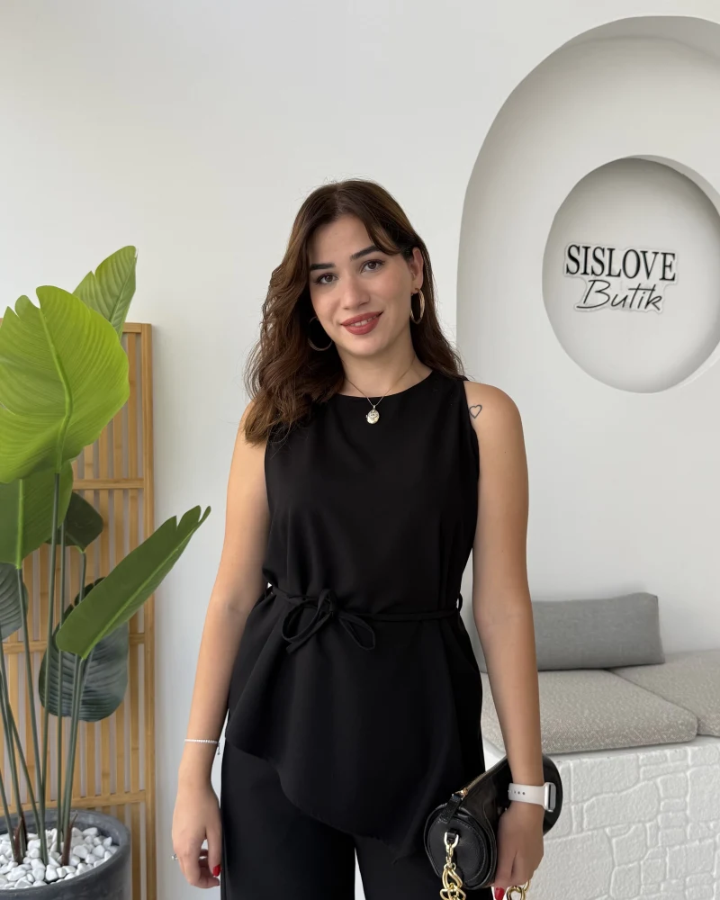 Odella Asimetrik Tunik Takım - Siyah - Kod: 8861