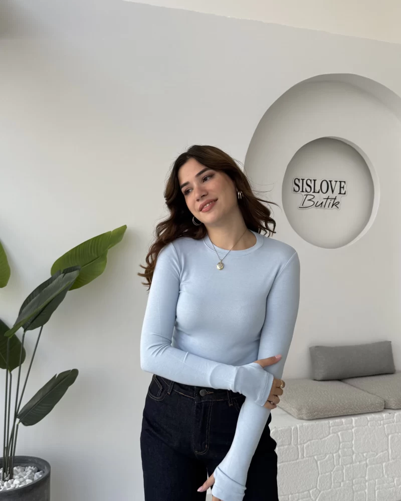 Oys Bebe Mavisi Parmak Geçmeli Body