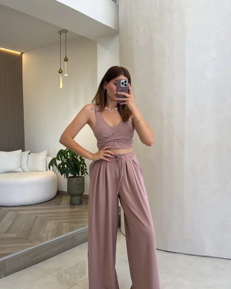 Oys Crop Takım - Gül Kurusu - Kod: 4122