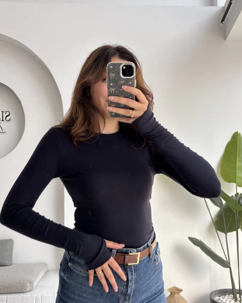Oys Lacivert Parmak Geçmeli Body
