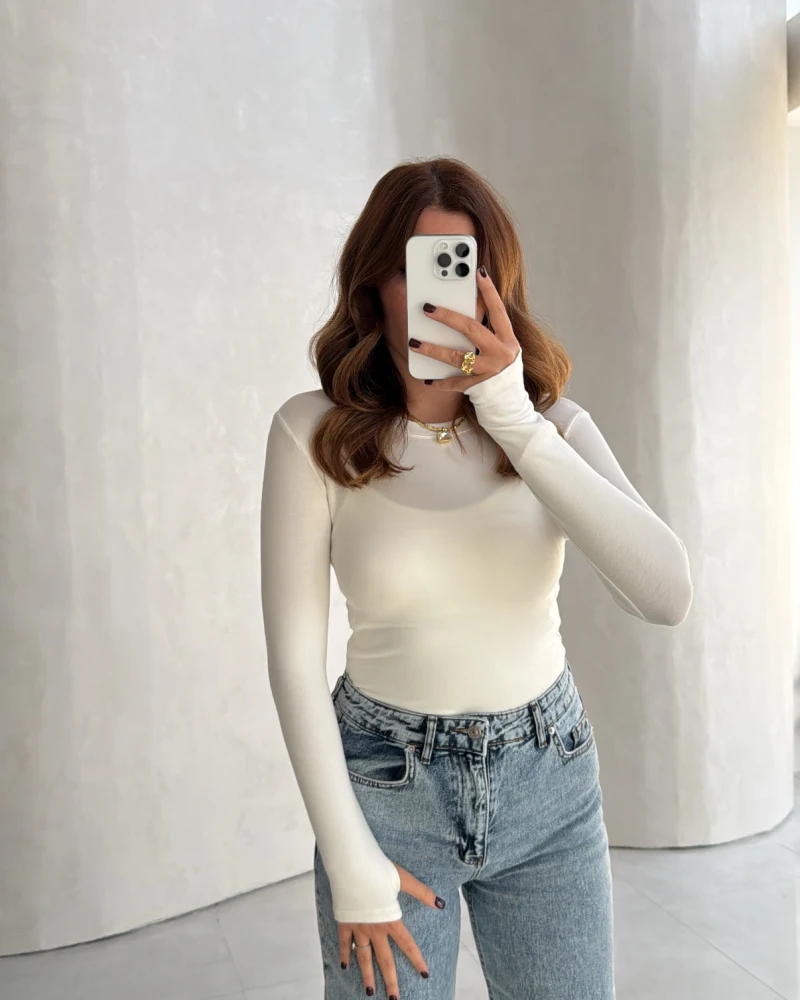 Oys Parmak Geçmeli Body - Ekru