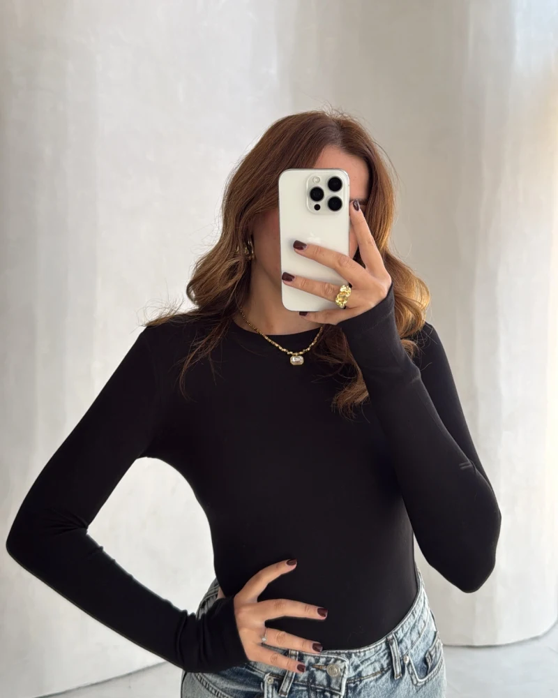 Oys Parmak Geçmeli Body - Siyah