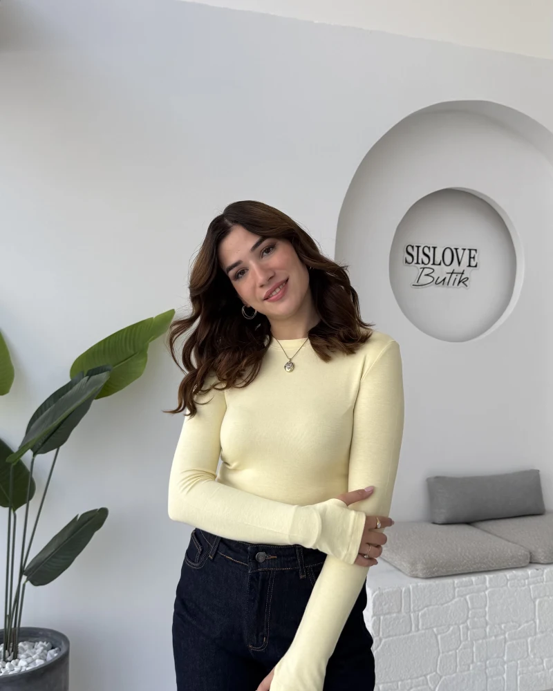 Oys Sarı Parmak Geçmeli Body