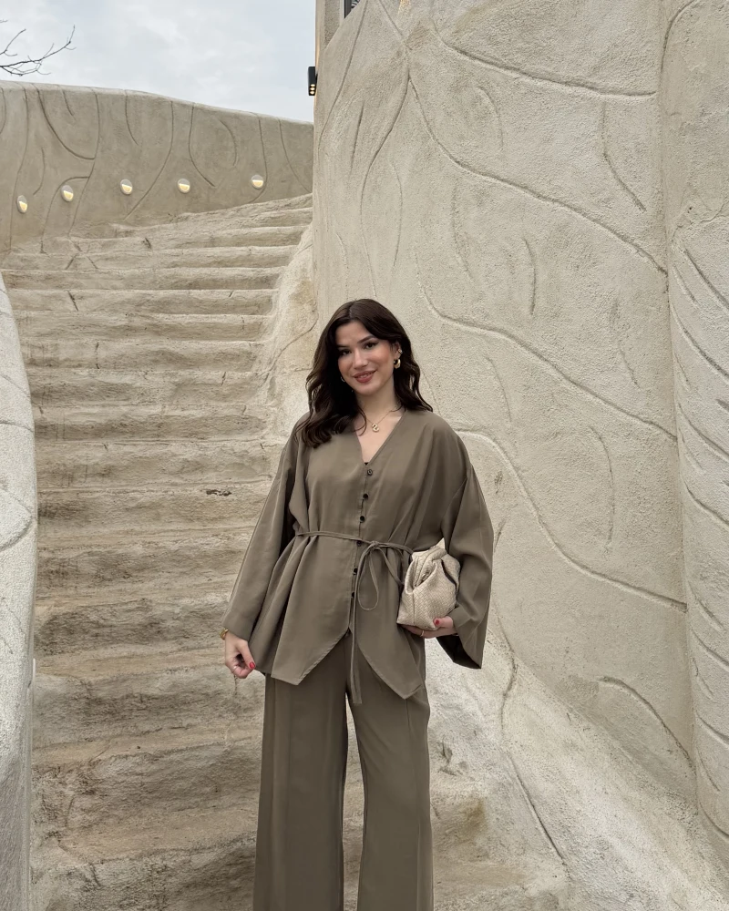 Palermo Bağcıklı Düğmeli Takım - Haki - Kod: 8916