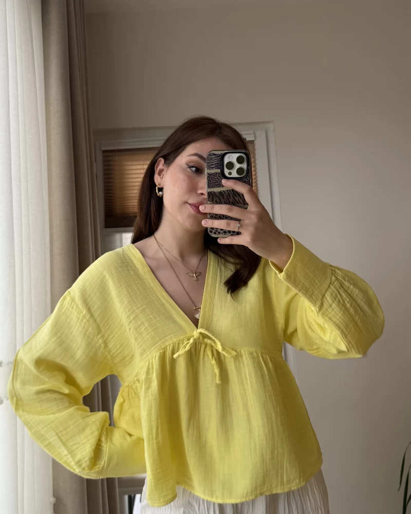 Payme Müslin Kumaş Bluz Sarı