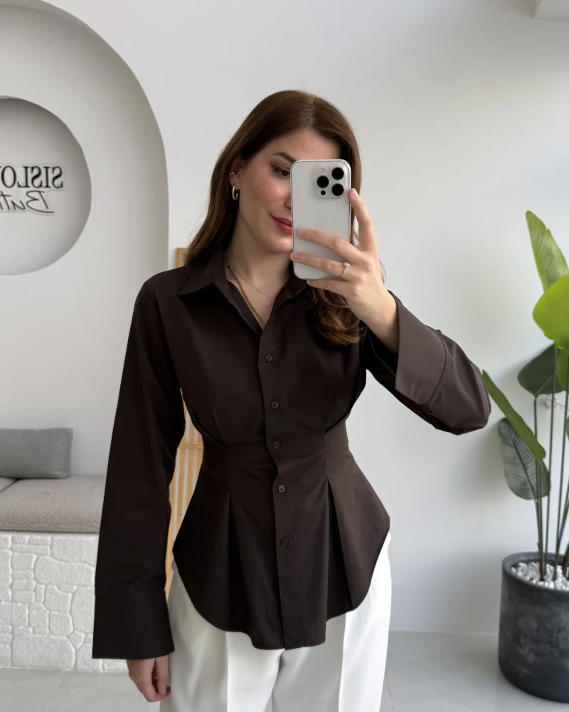 Pilili Gömlek - Kahve - Kod: 4965