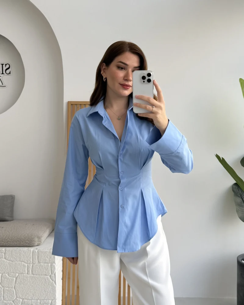 Pilili Gömlek - Mavi - Kod: 4965