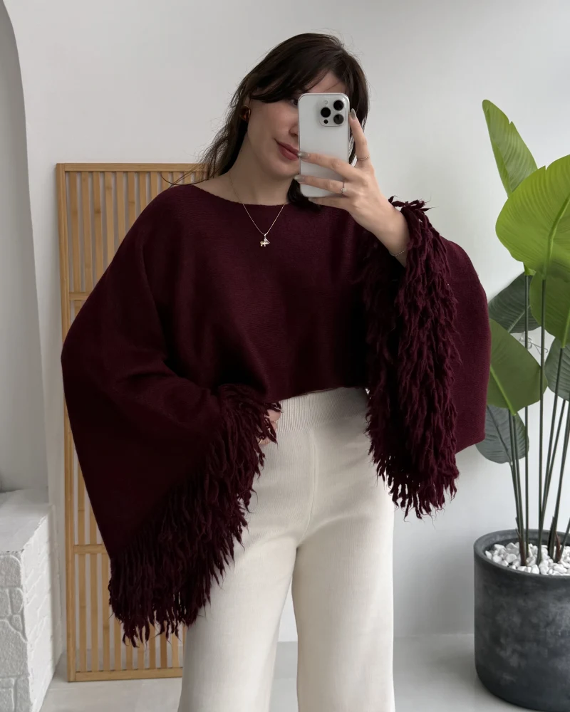 Püsküllü Panço - Bordo