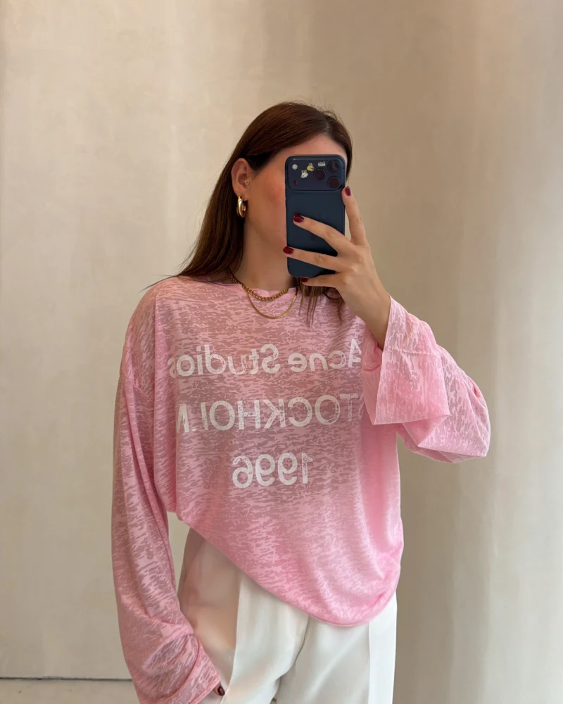 Rowe Baskı Detay Tshirt - Pembe - Kod: 1113