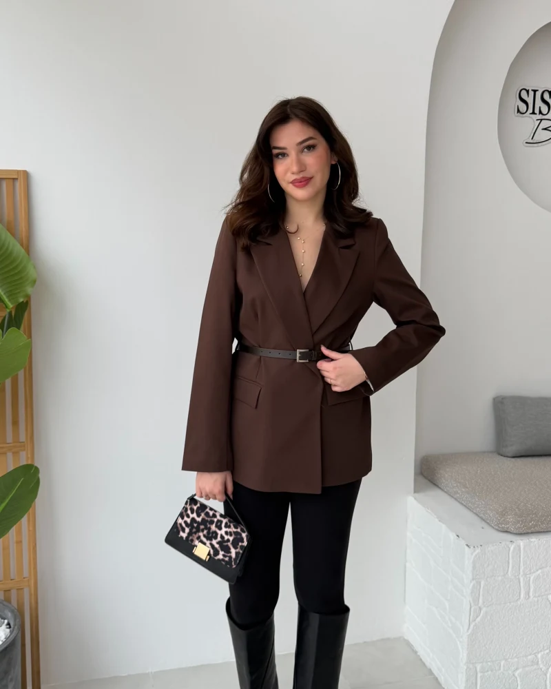 Rupert Kemerli Poliviskon Ceket - Acı Kahve - Kod: 9700