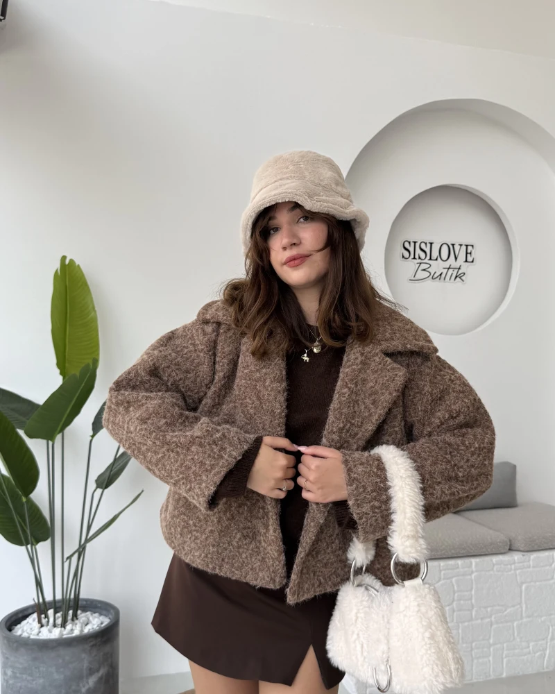 Sakallı Tek Düğmeli Ceket - Kahve