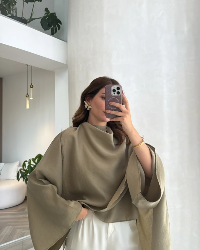 Şal Detay Bluz - Olive - Kod: 5541