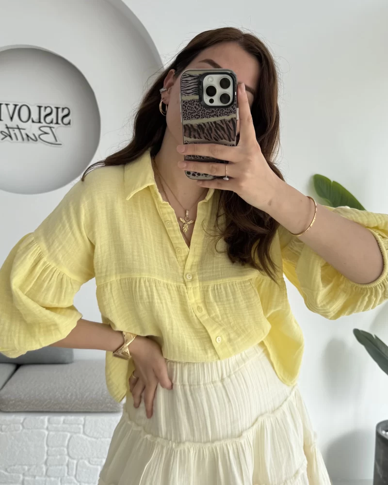 Siana Müslin Kumaş Sarı Gömlek