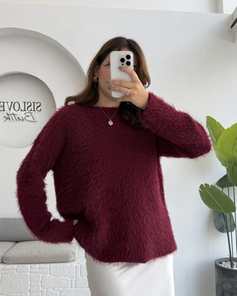 Tina Sakallı Yumoş Kazak - Bordo - Kod: 25503