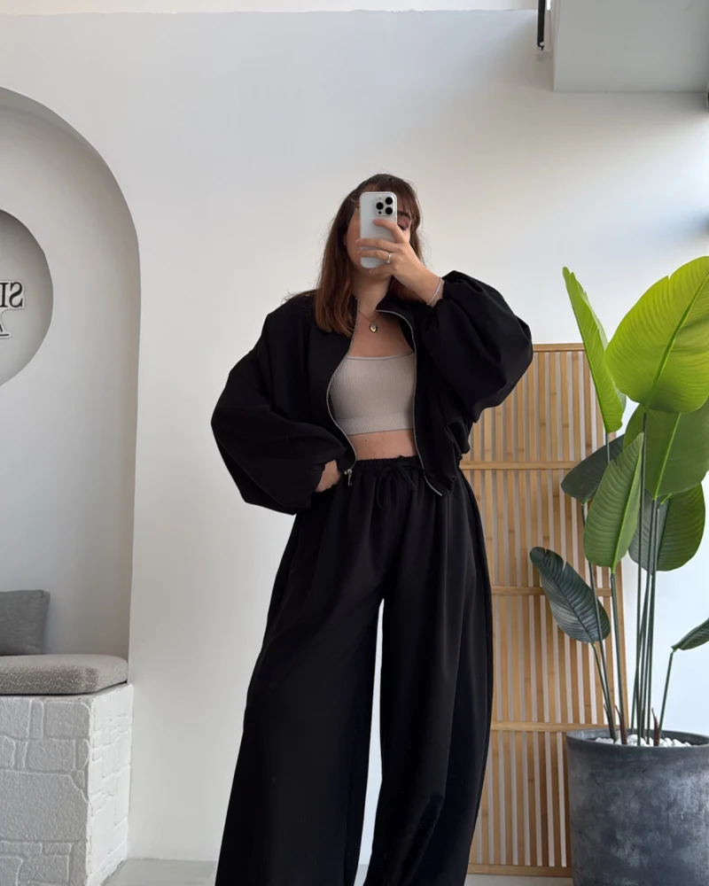 Ultra Premium Bomber Ceket Şalvar Takım Siyah Hot