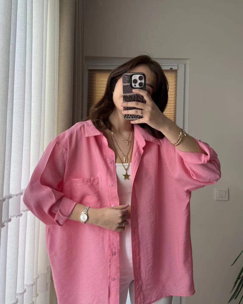 VAYS Tensel Gömlek - Pembe - 2042