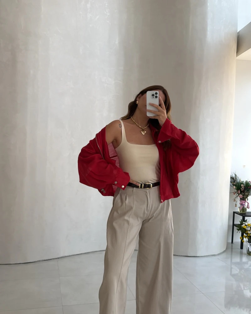 Vintage Gabardin Pantolon - Taş - Kod: 031726