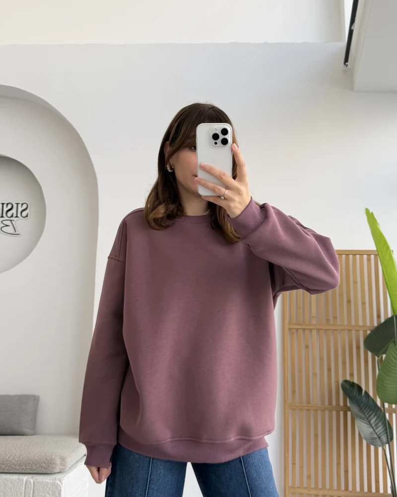 Viola Bisiklet Yaka Sweat - Gül Kurusu