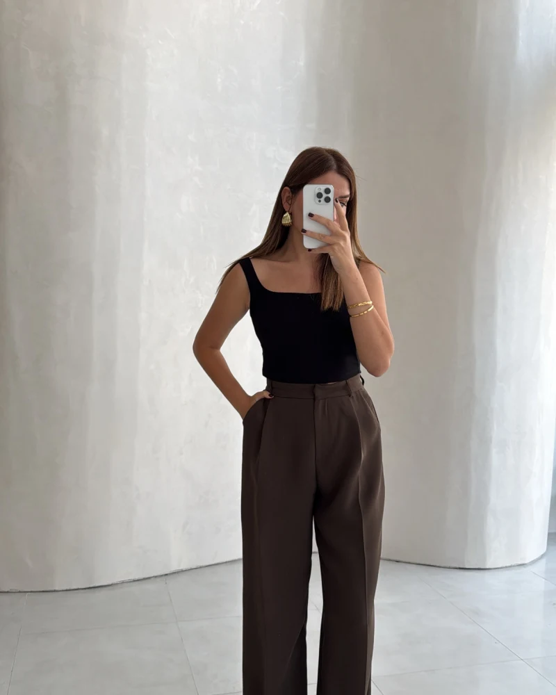 Violet Kumaş Pantolon - Kahve - Kod: 51024