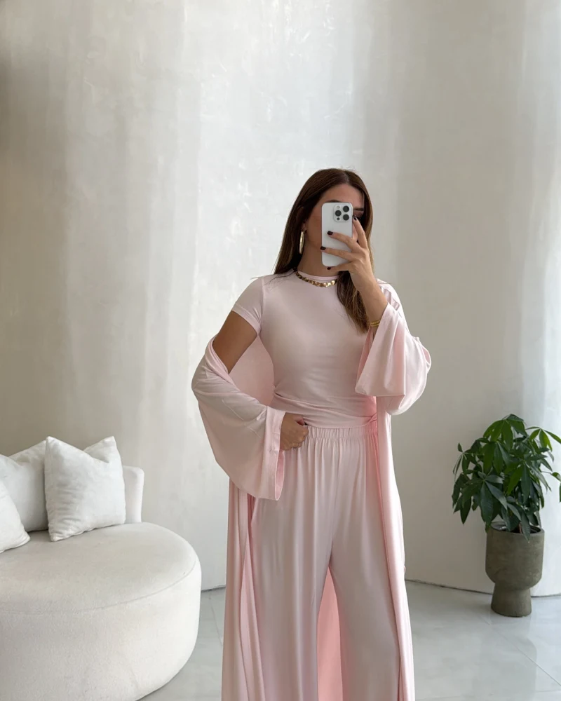 Viskon Üçlü Takım - Pembe - Kod: 4137