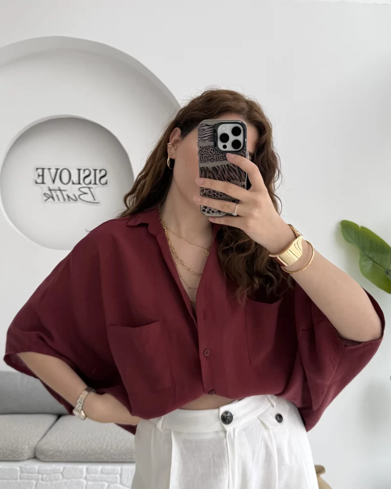 Yarasa Kol Gömlek Bordo - 2115