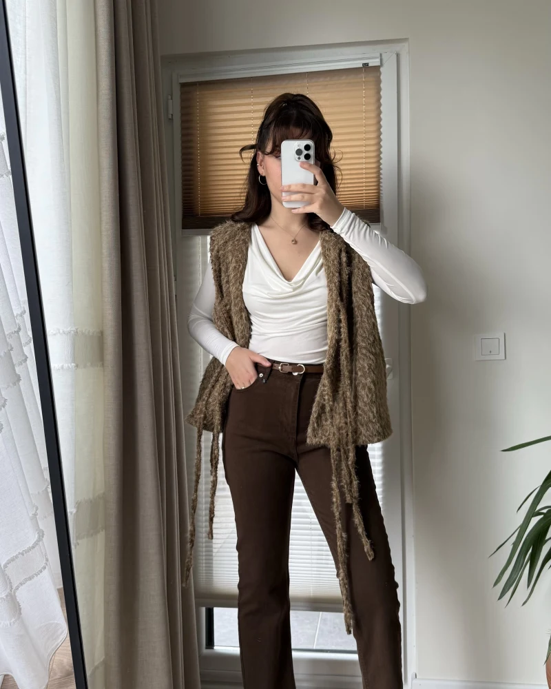 Zr Meyla Acı Kahve Rengi Slim Fit Jean