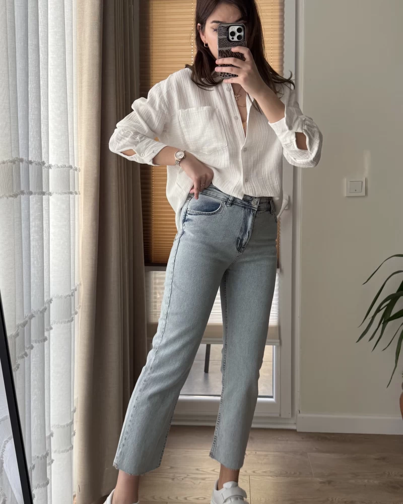 Zr Meyla Buz Mavisi Rengi Slim Fit Jean
