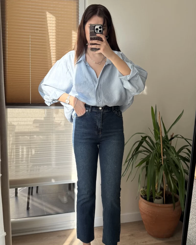 Zr Meyla Lacivert Tonları Rengi Slim Fit Jean