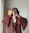 %100 Pamuk Ham Keten Kumaş Kimono Kiremit