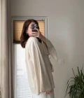 %100 Pamuk Ham Keten Kumaş Kimono Krem