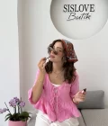 1013 - Seren Katlı Bağlamalı Bluz - Şeker Pembesi