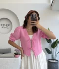 1017 - Arin Kolu Lastik Detay Bluz - Şeker Pembesi