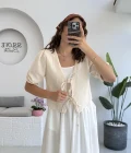 1017 - Arin Kolu Lastik Detay Bluz - Taş