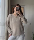 Bahama Triko Salaş Bluz - Krem