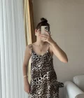 Boncuk Askı Leoparlı Elbise