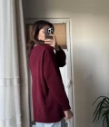 Bordo Gold Düğmeli Hırka