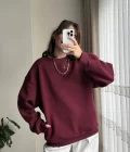 Chloé Oversize Kalın Sweatshirt Uzun Bordo